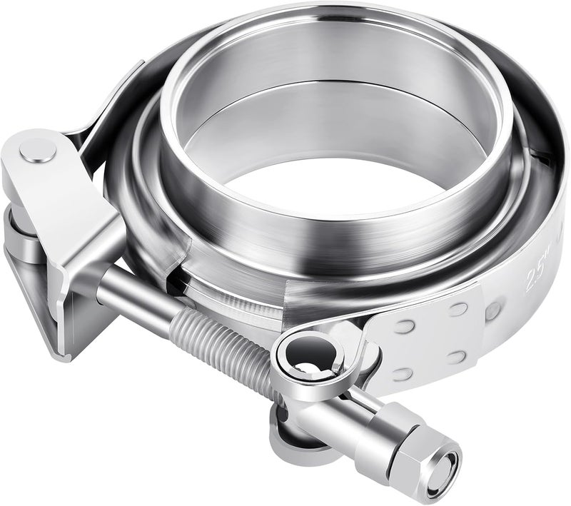 MuHize 2.5 inch V Band Clamp- Quick Release V band Exhaust Clamp Stainless Steel with Flanges for Automotive Exhaust System, Turbocharger, Downpipe and Mufflers - Image 1